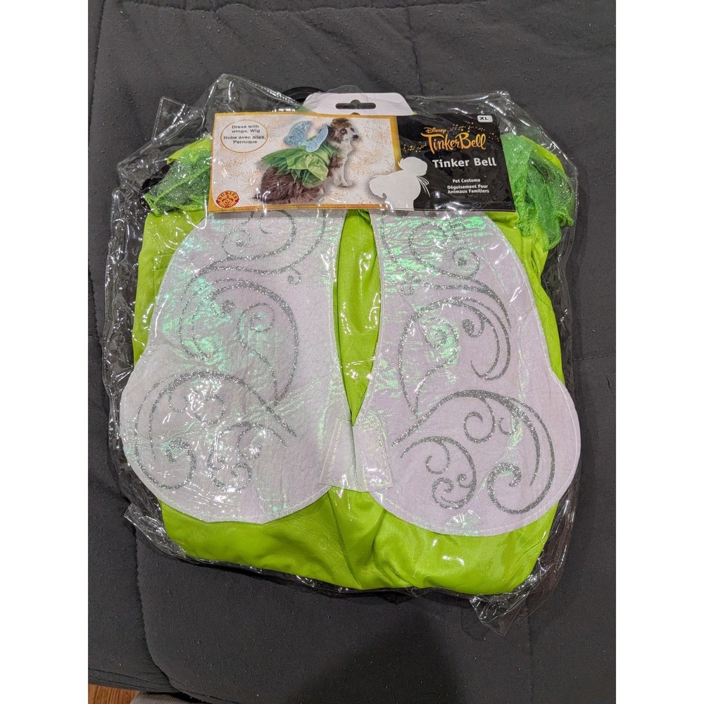 Disney Tinker Bell Pet Costume XL Green Fairy Dress Wings & Wig Rubies 202265